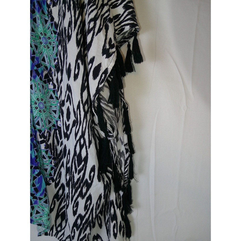 Ruby Rd Woman 2X Geometric Print Tassel Kimono Kaftan Top - Picture 4 of 5
